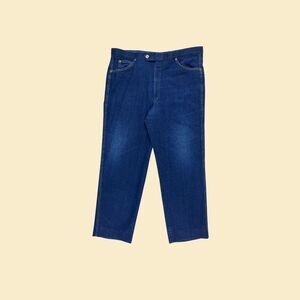Vintage 70s denim pants by Sansabelt, size 38x28 mens 1970s medium wash jeans